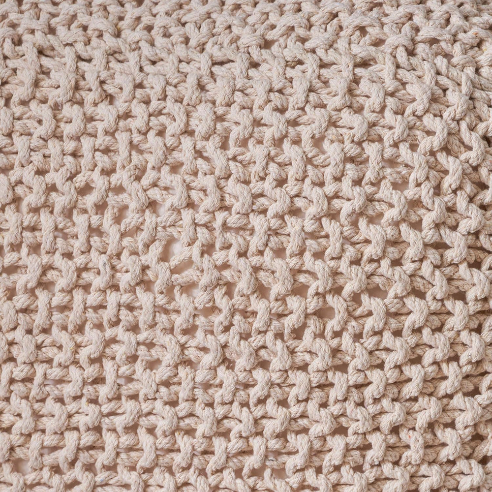 Christopher Knight Home Knox Knitted Cotton Pouf, Beige