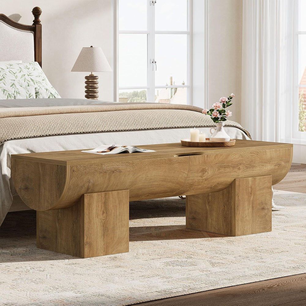 Tribesigns 55" Storage Bench with 2 Safety Hinges, Farmhouse Shoe Bench ...