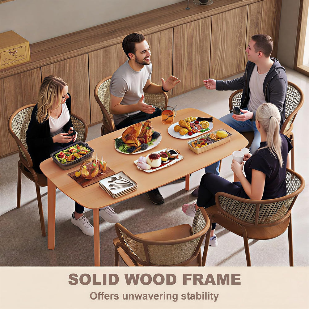 HOMCOM Solid Wood Dining Table for 6 People, 59" Long Rustic Rectangular...