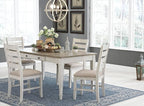 Signature Design by Ashley Skempton Modern Farmhouse Dining Room Chair, 2 Count, Ladderback Design, Wood, 17.75" W x 21.5" D x 38.63" H, White and Light Brown