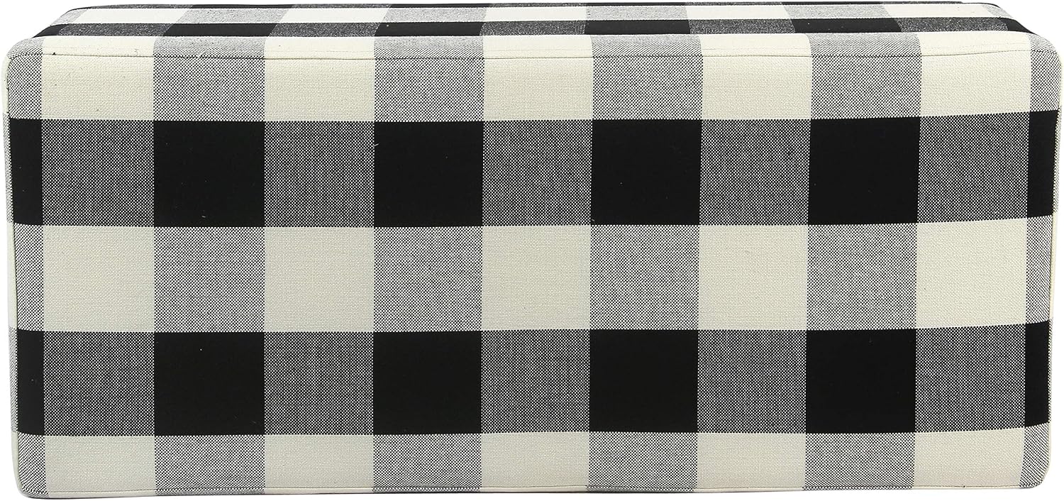 HomePop 36" Storage Ottoman Bench with Hinged Lid - Black Buffalo Plaid