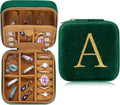 Parima Stocking Stuffers for Women - Christmas Gifts for Her, Gifts for Women, Plush Velvet Travel Jewelry Case, Small Jewelry Box, Birthday Gift for Woman Her, Personalized Gift - Letter A, Green