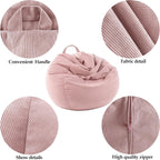 LPMOERA Stuffed Animal Storage Bean Bag Chair Cover (No Filler) For Kids and Adults.Soft Stuffable Bean Bag For Organizing Children Plush Toys or Memory Foam Light Green L for Adults