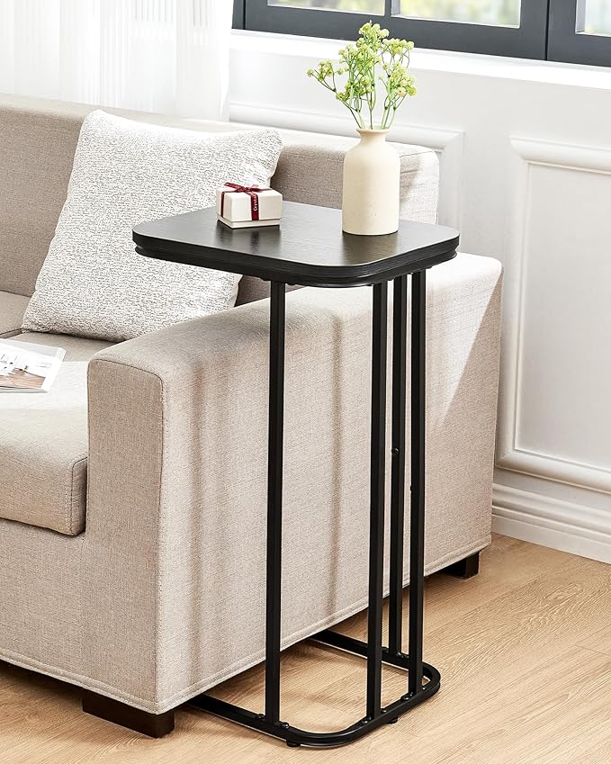 C Shaped End Table Set of 2, Small Side Table for Sofa and Bed, Couch Tables ...