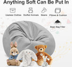 Cooling Bean Bag Cover for Hot Summer (No Filler), Giant Bean Bag Chairs for Stuffed Animals Storage, Large Bean Bag Chair Covers for Adults, Bean Bag Couch Sofa for Toddler/Kids (Grey,4FT)