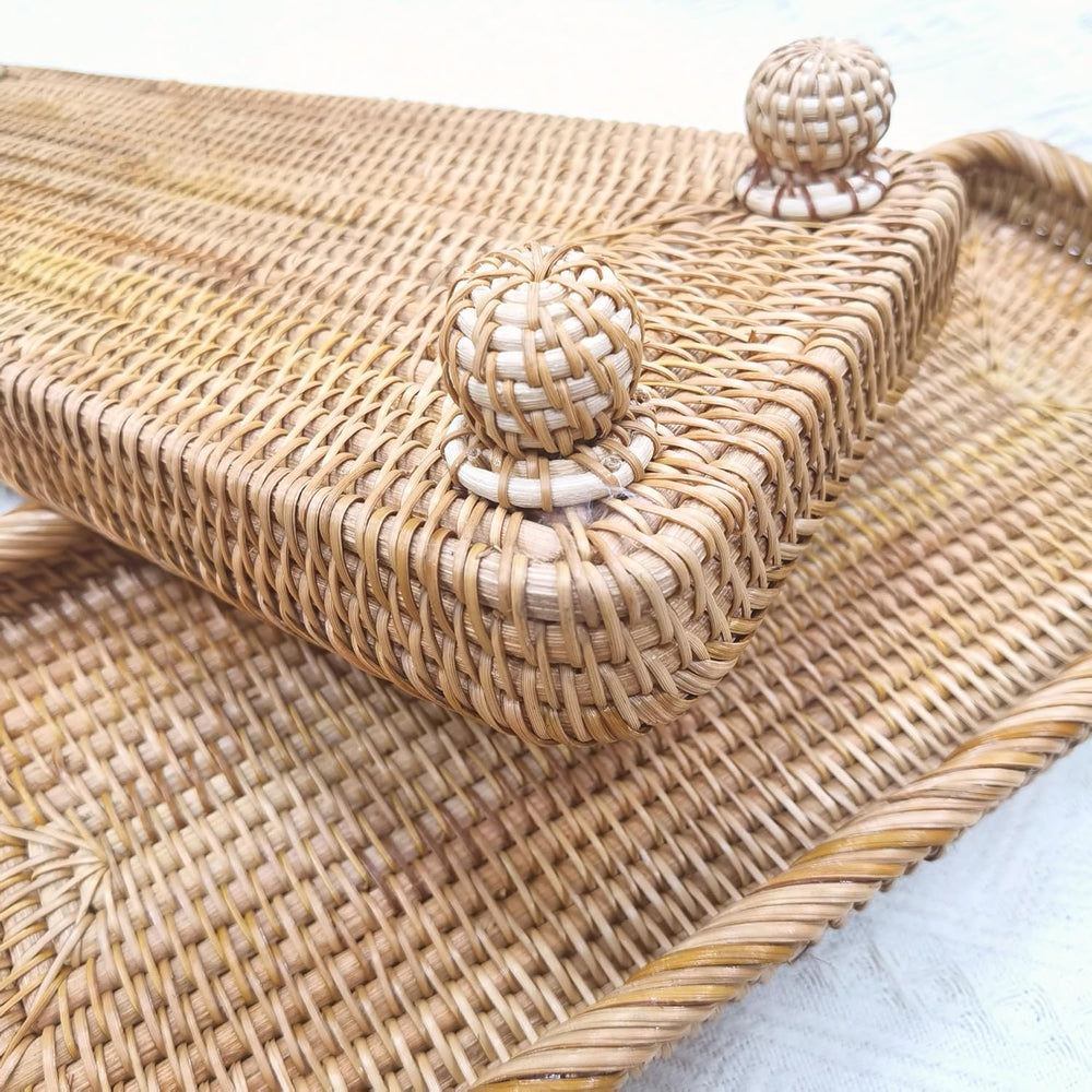 i-lan 17Inch Rectangle Natural Wicker Pedestal Display Riser for Table Center...