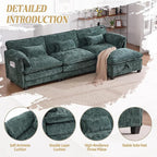 Ball & Cast Modular Sectional Sofa,Comfy Cloud Couch with Movable Storage Ottoman,L Shaped Sectional Sofa W/USB Charging Port,Phone Holder and Side Pocket,Chenille Fabric,for Living Room,Emerald,109"