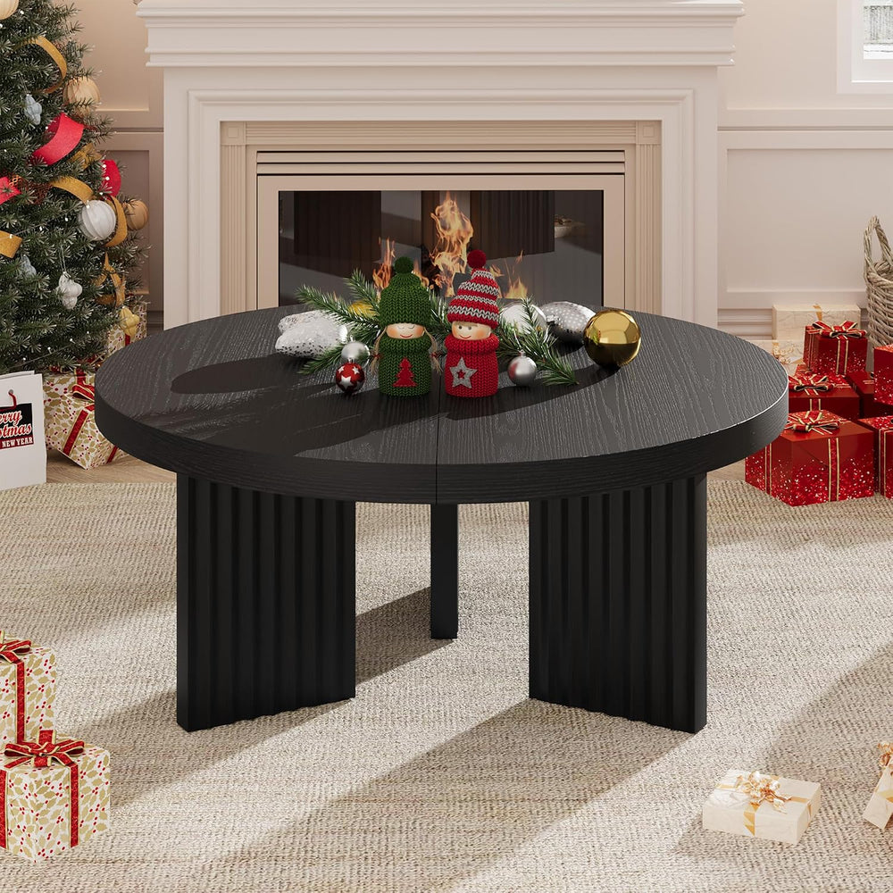 IDEALHOUSE Round Coffee Table, 33.5" Circle Center Table with Fluted Leg...