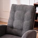 Rocking Chair with Foot Rest, Nursery Glider Teddy Gliding Rocking Chair with Retractable Footrest Rubber Wood Legs Side Pocket High Back & Wide Seat Nursing Chair for Living Room (Gray)