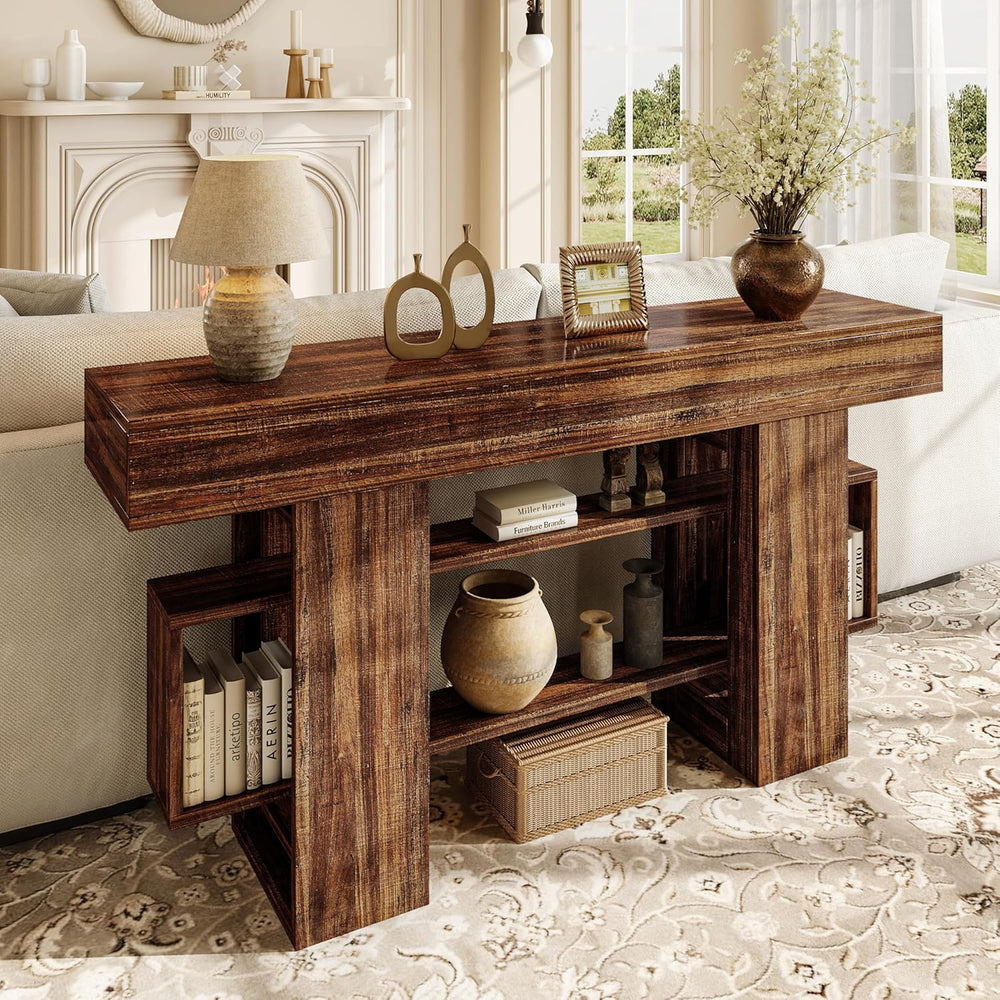 Einhomn 63 Inches Entryway Table, Wooden Console Table with Storage, Narrow S...