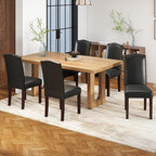 LSSBOUGHT PU Dining Chair Set of 2 Upholstered Parsons Kitchen Chair with Copper Nails and Solid Wood Legs for Dining Room,Restaurant(Black)