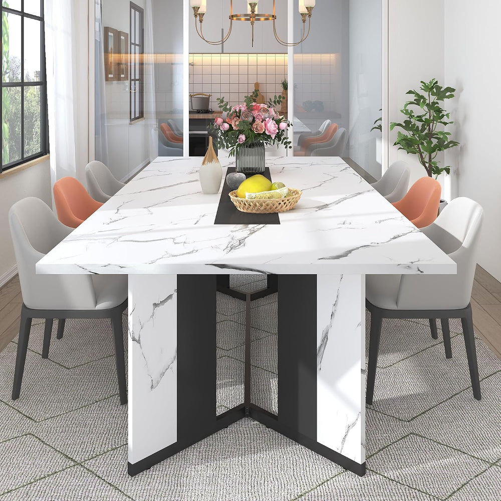 Hlivelood 78Inch Large Dining Table for 6 8 People,Wooden Rectangular Kitchen...