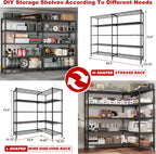 REIBII 70" W Storage Shelves Heavy Duty Load 1600LBS, Metal Shelving 5-Tier Wire Shelving Unit Metal Shelves for Storage Adjustable Shelving Rack for Pantry Kitchen 70" W*15.8" D*72.4" H, 2 Pack