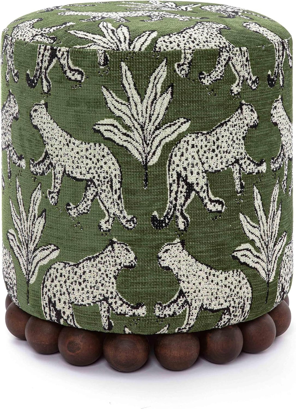 First of a Kind Ottoman Foot Rest - Olive Green Round Ottoman Stool with Soli...