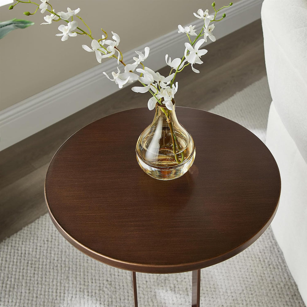 Tallulah Antique Bronze Metal Round Accent Table