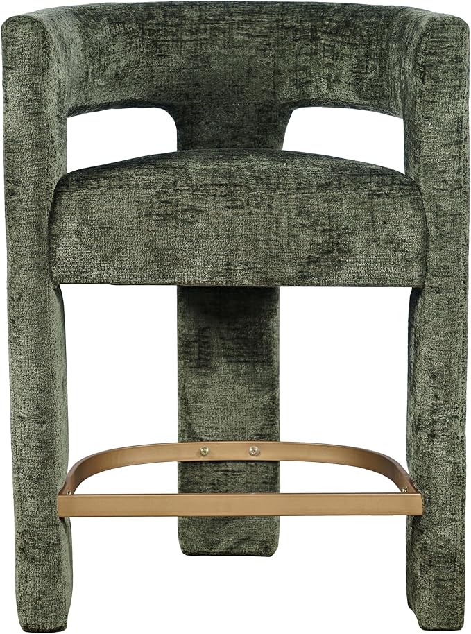 Jofran Upholstered Counter Stool with Arms – Versatile Barstools – Stylish Seating for Kitchen Dining Room or Home Bar, Forest, Single Stool