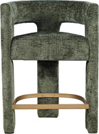 Jofran Upholstered Counter Stool with Arms – Versatile Barstools – Stylish Seating for Kitchen Dining Room or Home Bar, Forest, Single Stool