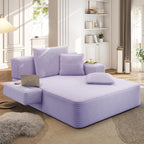 48.5" Boneless Chaise Lounge Chair Sofa Bed Indoor with Zip-Down Convertible Armrests & Backrest, Oversized Cloud Upholstered Compression Sleeper Couch Reading Chairs w/Side Pockets