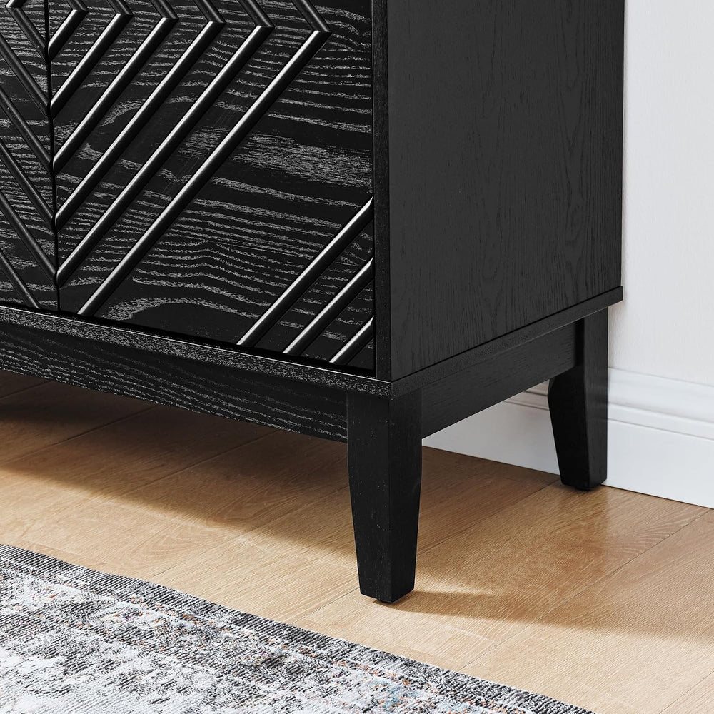 LKTART 60.5" Black Sideboard Buffet Cabinet,Modern Accent Credenza Stora...