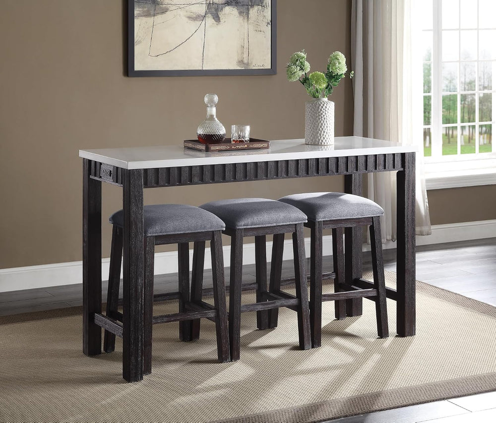 Marble Top 4PC Counter Height Table Set with USB Dock | Includes USB power do...