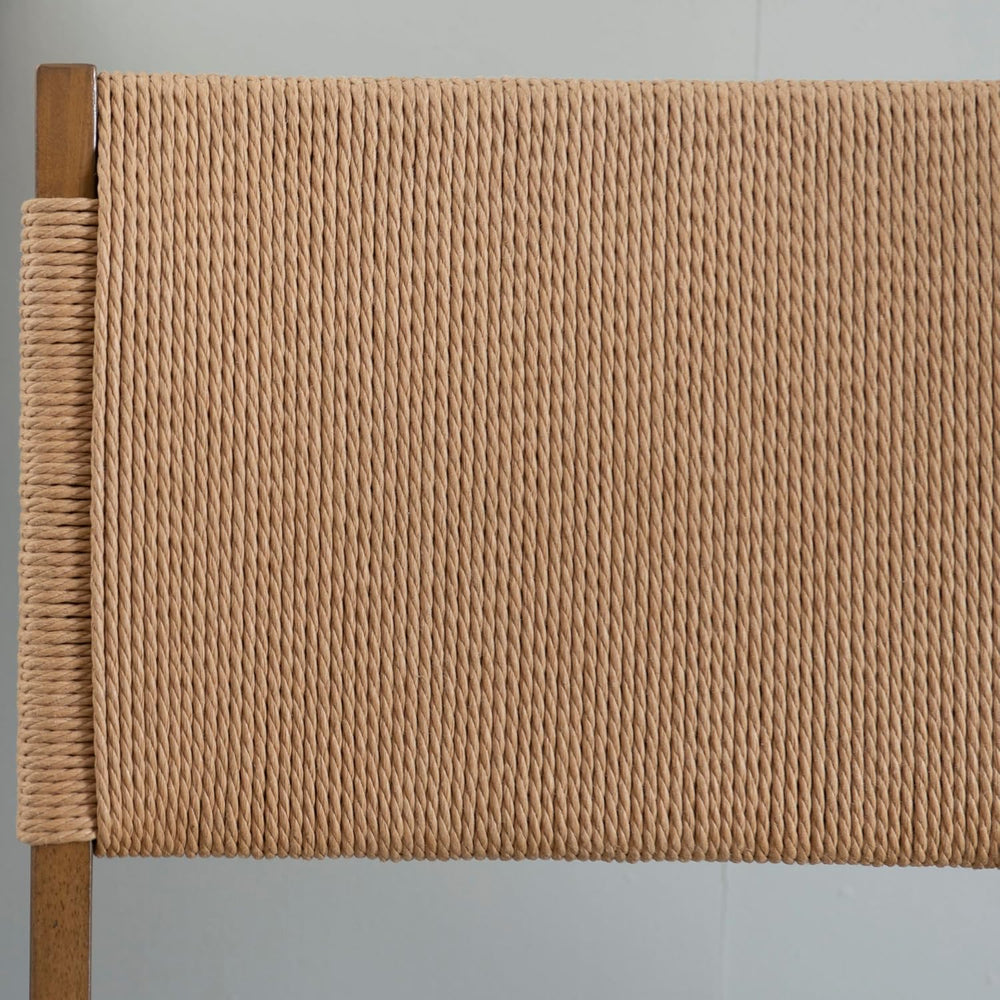 Bennett Natural Folding Chair with Rope Back and Linen Upholstered Seat Set o...