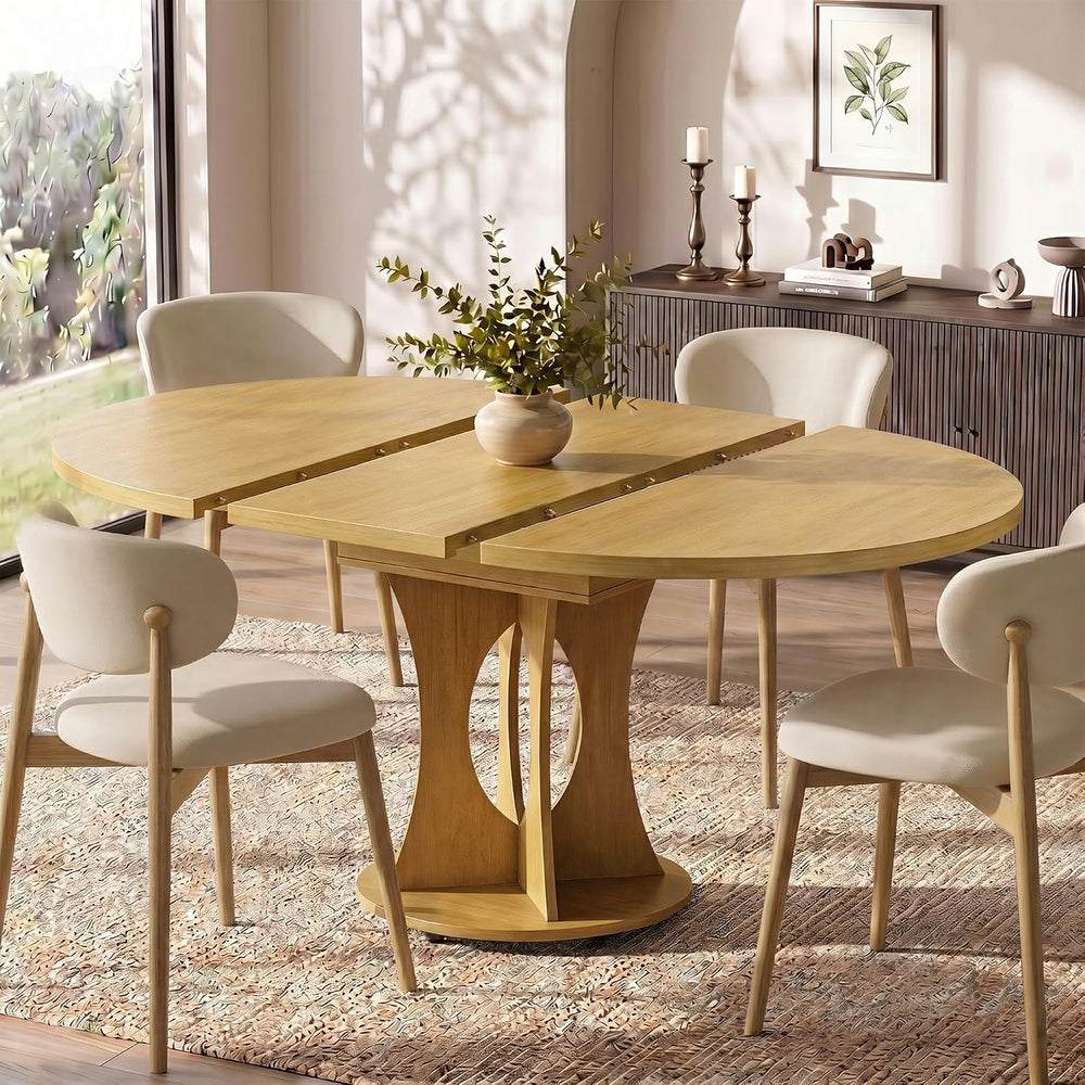 Einhomn 43-59" Extendable Round Dining Table, Kitchen Table for 4-8, Far...