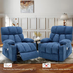 Massage Rocker Recliner Chair for Living Room, Vibration Massage Heat,Blue | USB Charge Port, 4 Pockets, 2 Cup Holders, Ergonomic Comfy Recliners, Sofa Chair, Reading & Bedroom Chair