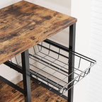 IRONCK Industrial Kitchen Baker’s Rack, Kitchen Island Utility Storage Shelf, Coffee Bar Microwave Stand with 6 Hooks, Metal Frame, Simple Assembly, Vintage Brown