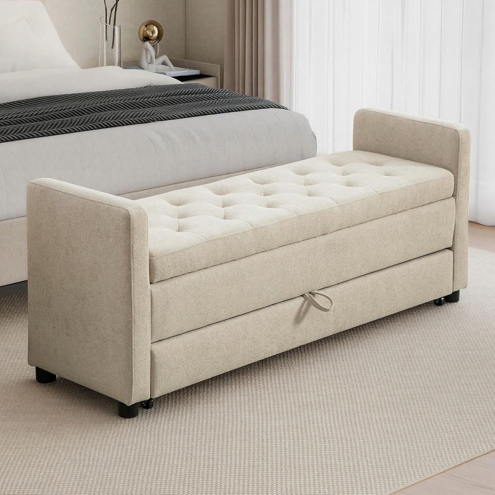 Chifee & Vingol 58.27" W Ottoman Bench with Double Storage Space, Up...