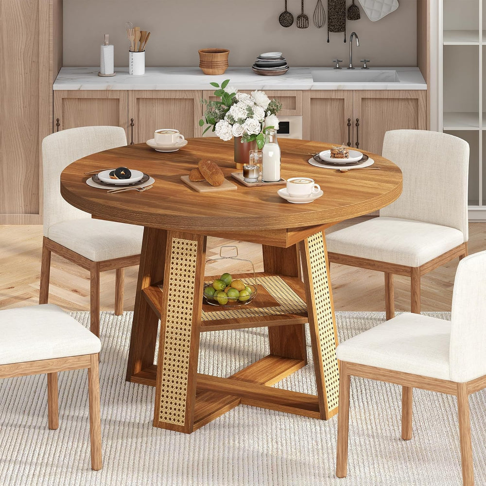 43"-59" Extendable Round Dining Table for 4-8, Transformer Oval Mod...
