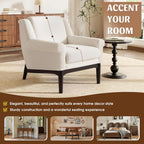 ERYE Mid-Century Modern Accent Chair, Upholstered Boucle Fabric Armchair W/Wood Legs, Comfy Single Reading Lounge Sofa Chair for Living Room Bedroom Apartment Entryway