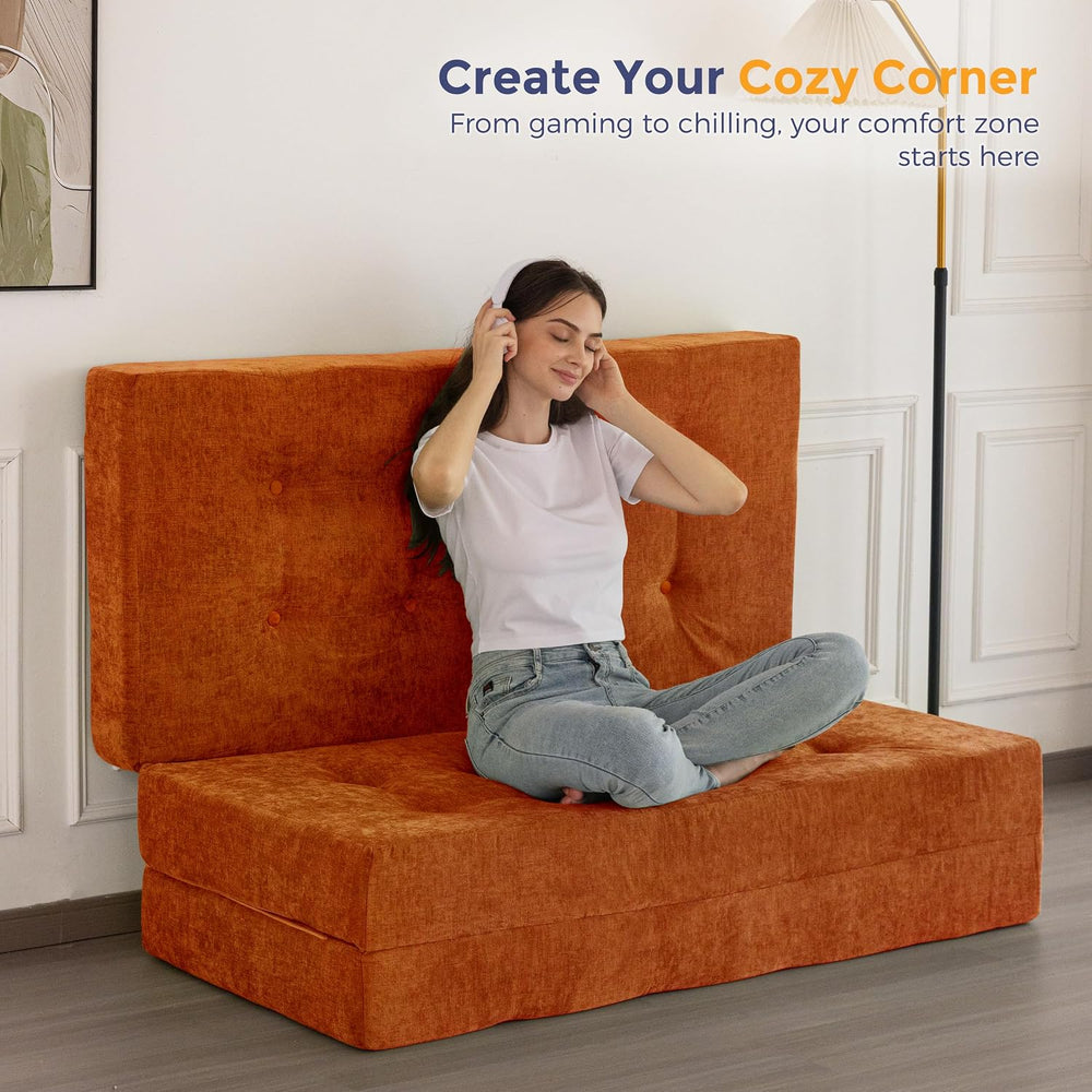 MAXYOYO 6" Folding Sofa Bed for Floor, Tufted Tri-Fold Floor Mattress | ...