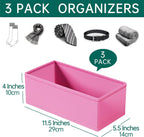 3 PACK Drawer Organizer Clothes，drawer Divider， Dresser Drawer Storage for Sock, Underwear, Bra，Panties，Belt, Tie, Stockings, Leggings & Accessories (Pink)