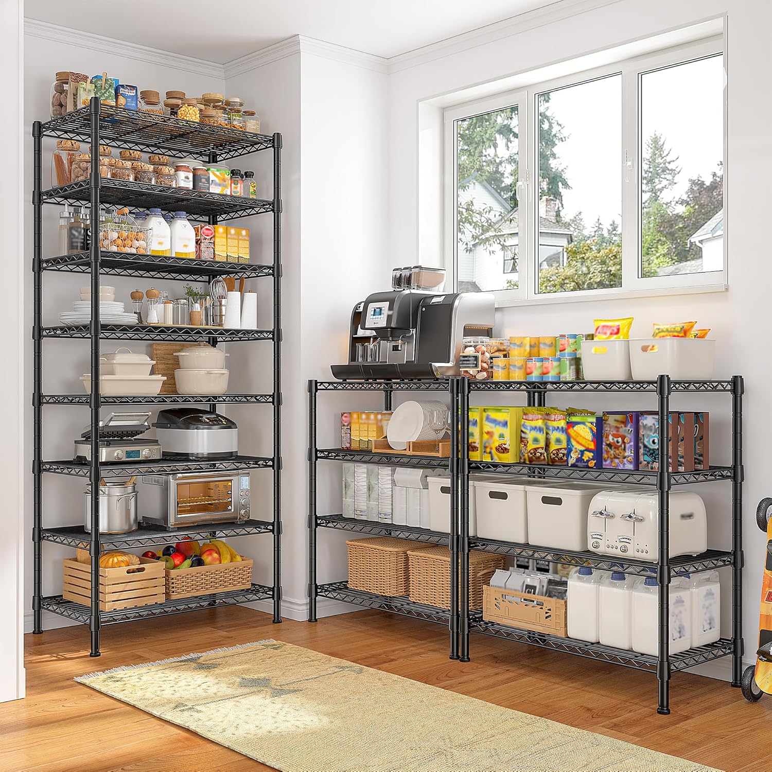 8 Tier Wire Shelving Rack Storage Shelves Loads1200LBS,Adjustable Metal Shelving Unit and Metal Shelf Pantry Shelves Industrial Shelving for Commercial Kitchen Office 72H X 13.8D X 23.6W