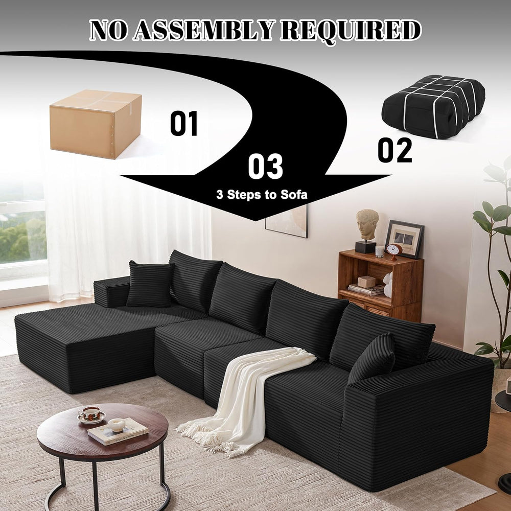Mangodan 140” Cloud Sectional Couch, Modular Sectional Sofa with Deep Seat, B...