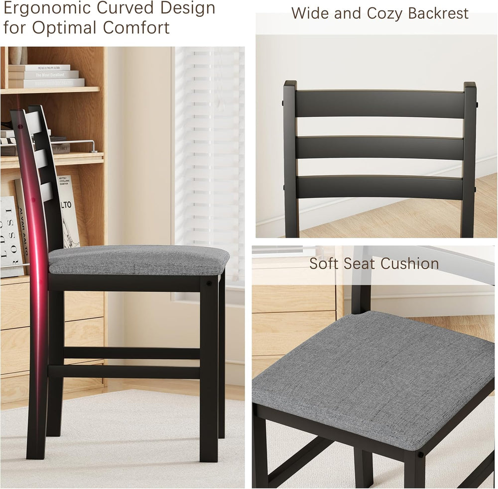 WiberWi Dining Table Set for 4, Solid Wood Kitchen Table and Chairs Set of 4,...