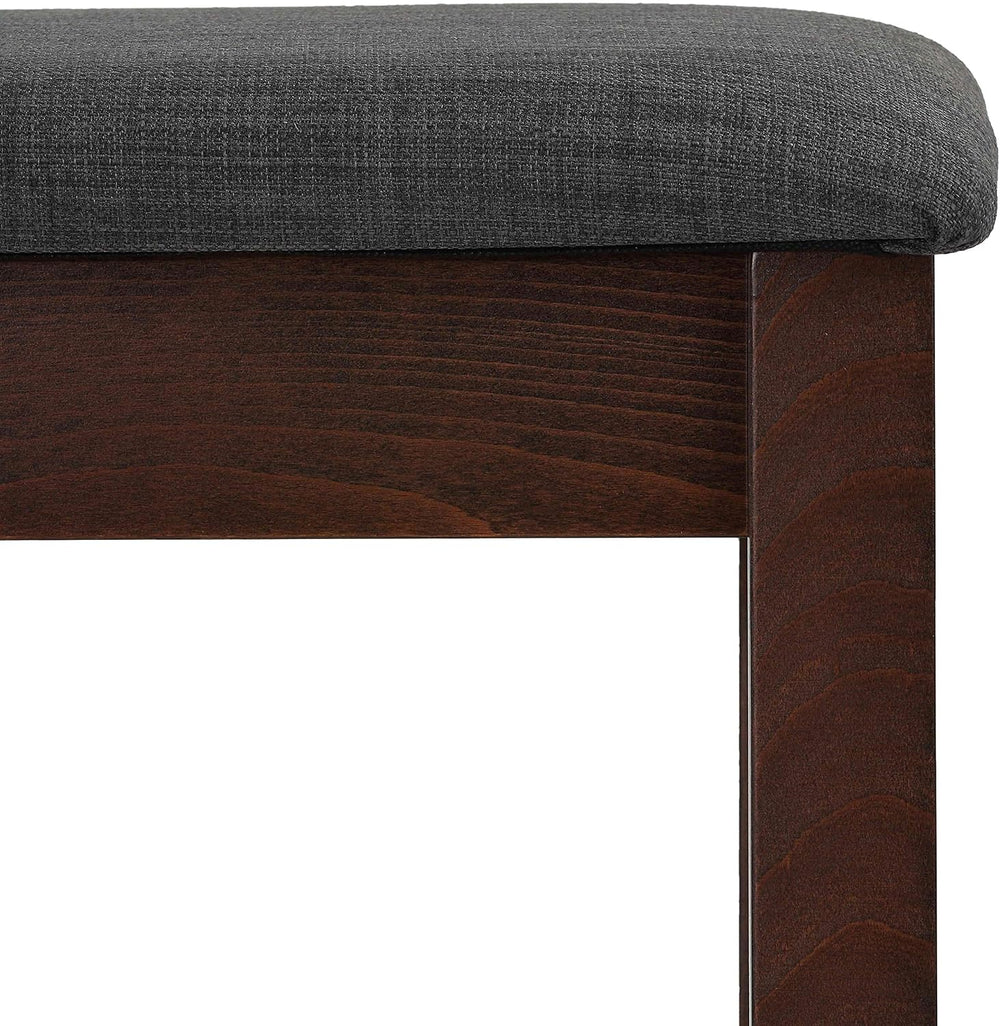 Cortesi Home Rosco Dining Bench in Charcoal Fabric, Walnut Finish 40"