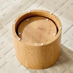 WILLIAMSPACE Round Nesting Coffee Table Set of 2, Modern Wooden Coffee Tables Circle Center Table for Small Space Accent End Side Table for Living Room Bedroom, No Assembling (Natural)
