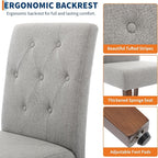Upholstered Dining Chairs Set of 2, Modern Fabric Kitchen Side Chairs with Sturdy Wood Legs, Parsons Design, Comfortable Soft Linen for Dining Room, Restaurant, Cafe, Gray
