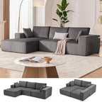 108” Modular Sectional Sofa, Cloud Sectional Couch with Deep Seat, Modern Modular L-Shape Sofa Couch with Chaise,Upholstered Boneless Couches for Living Room Bedroom (Grey, Left Facing Chaise)