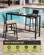 Outdoor Bar Table, 63" Rectangular Pub Table with Waterproof Top | 63" Waterproof Tabletop, Easy to Clean, Sturdy Rust-proof Frame, Versatile for Balcony, Garden, Backyard, Patio.