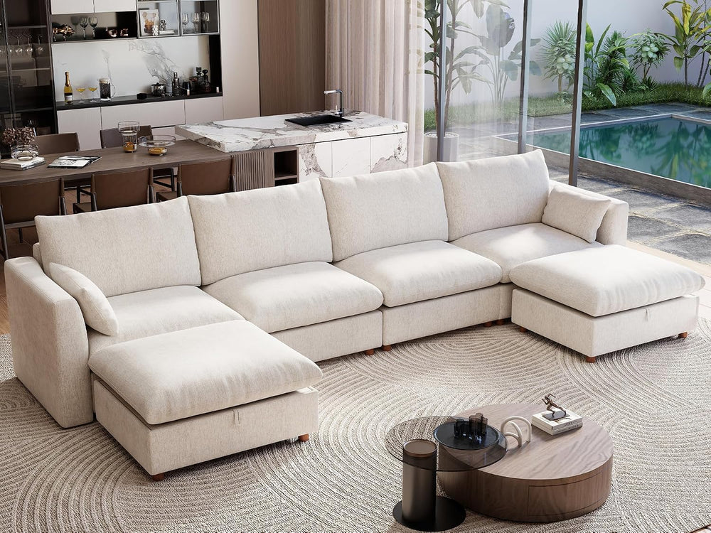 Ihanherry 152" Oversized Modular Sectional Sofa, Modern U Shaped Cloud C...