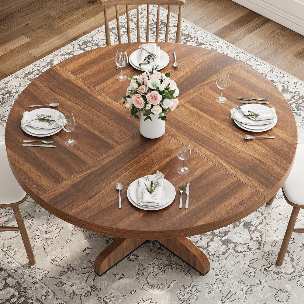 Garvee 47 Inch Round Dining Table for 4, Farmhouse Kitchen Dining Room Circle...