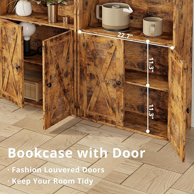 IRONCK Industrial Bookshelves and Bookcases with Doors 11.8 in Depth Floor St...