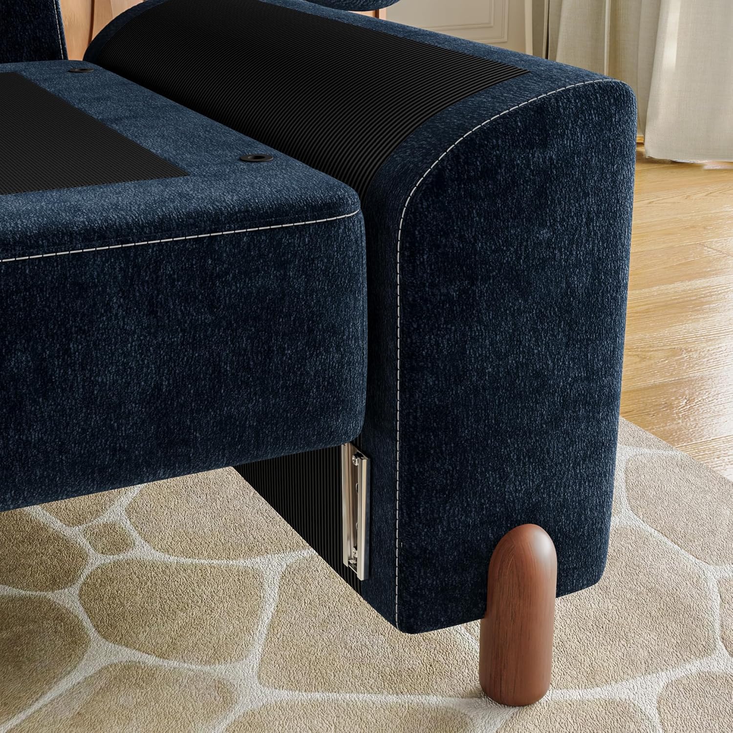 Cloud Couch Sectional, 6 Seater with Console, Chenille in Navy Blue | Detachable and Washable Cover, Sectional Sofas for Living Room, Deep Seat Wide Couch with Chaise, Storage Ottoman