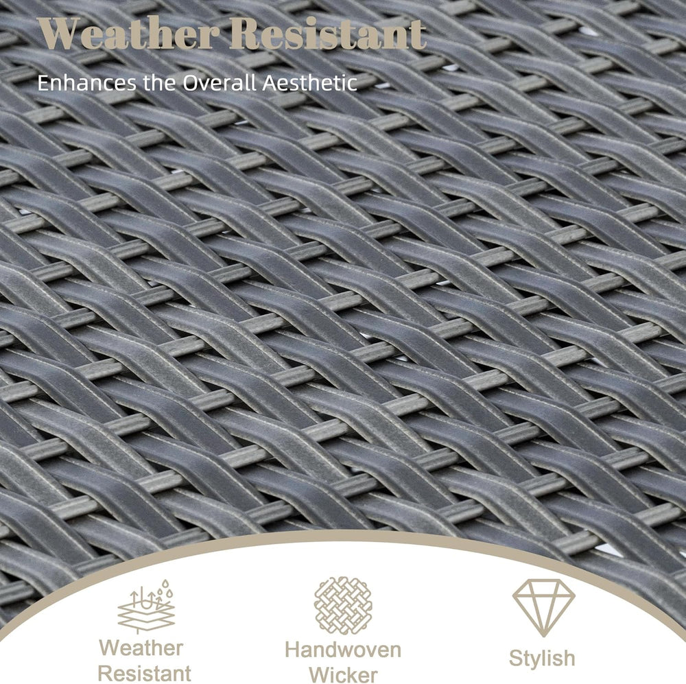 Set of 2 Outdoor Patio Ottomans, All-Weather PE Rattan Wicker Furniture for B...