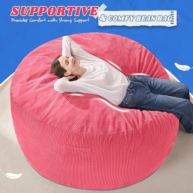 HABUTWAY 5FT Bean Bag Chair,Giant Bean Bag Chairs for Adults,Big Bean Bags wi...