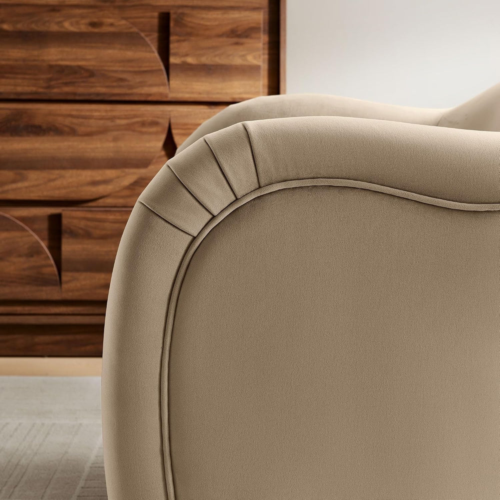 Modway Compose Barrel Chair with Performance Velvet Fabric in Taupe – Upholst...