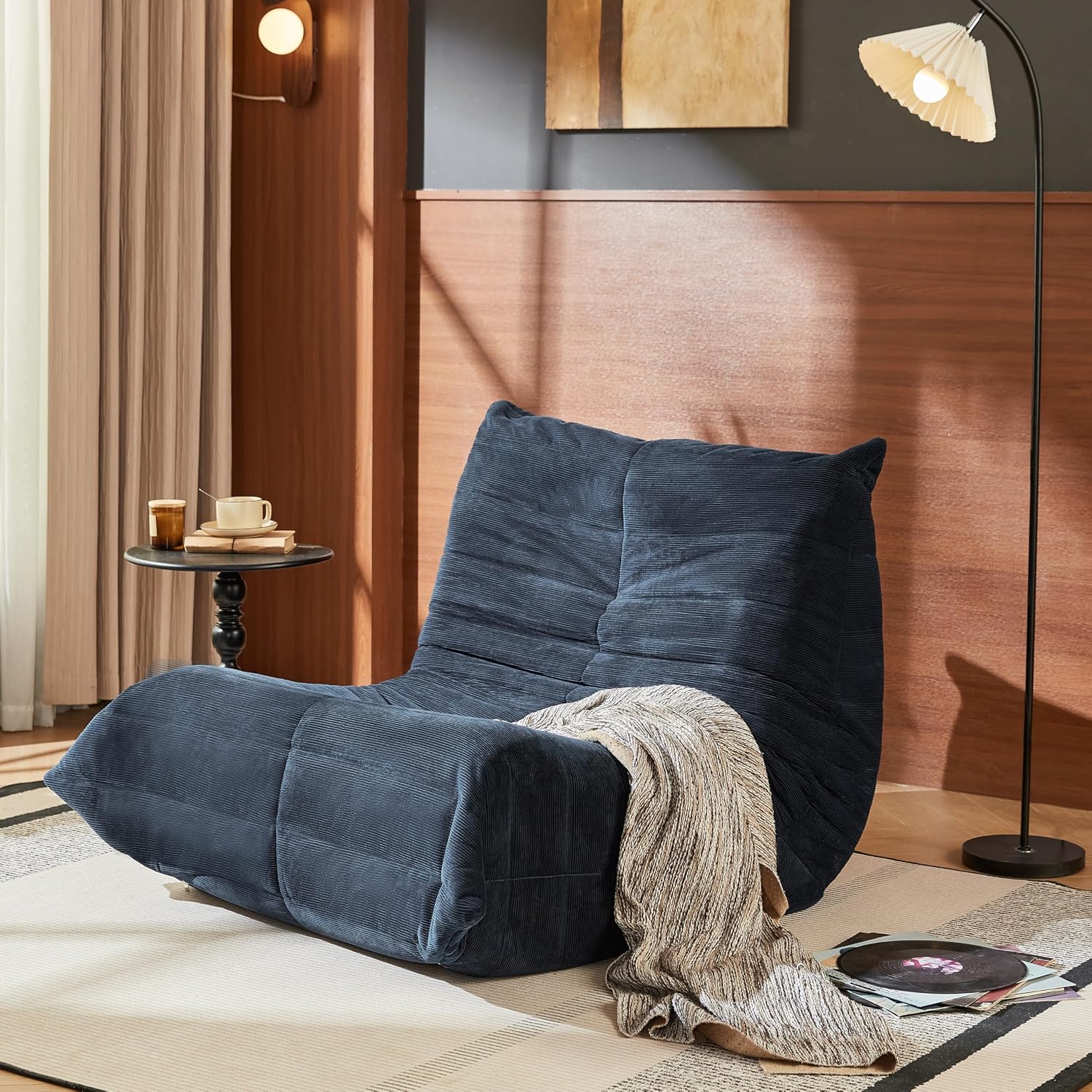 Bean Bag Chair for Adults,Bean Bag Chairs with High Density Comfortable Memory Foam,Giant Lazy Sofo Fireside Bean Bag Chair, for Living Room, Bedroom, Reading & TV (Bule)