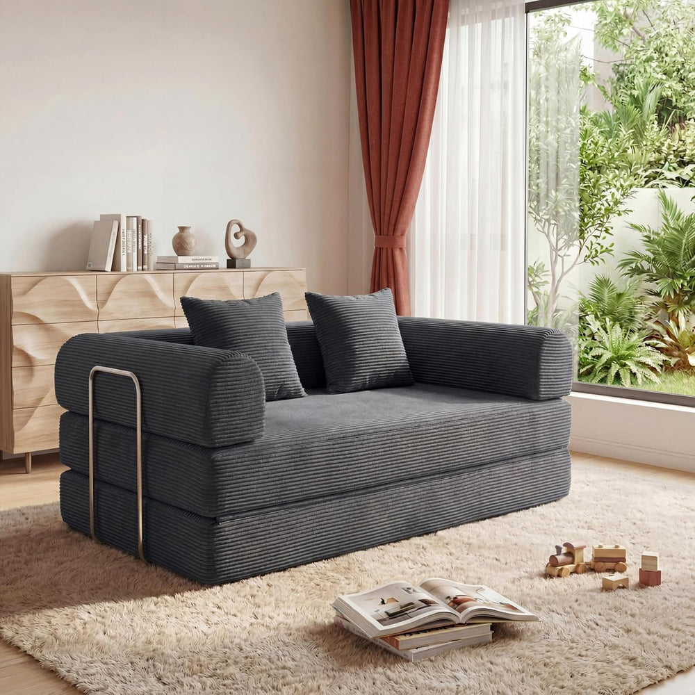 Futon Sofa Bed Modular Loveseat Sleeper Folding Pull Out Couch with Pillows, ...